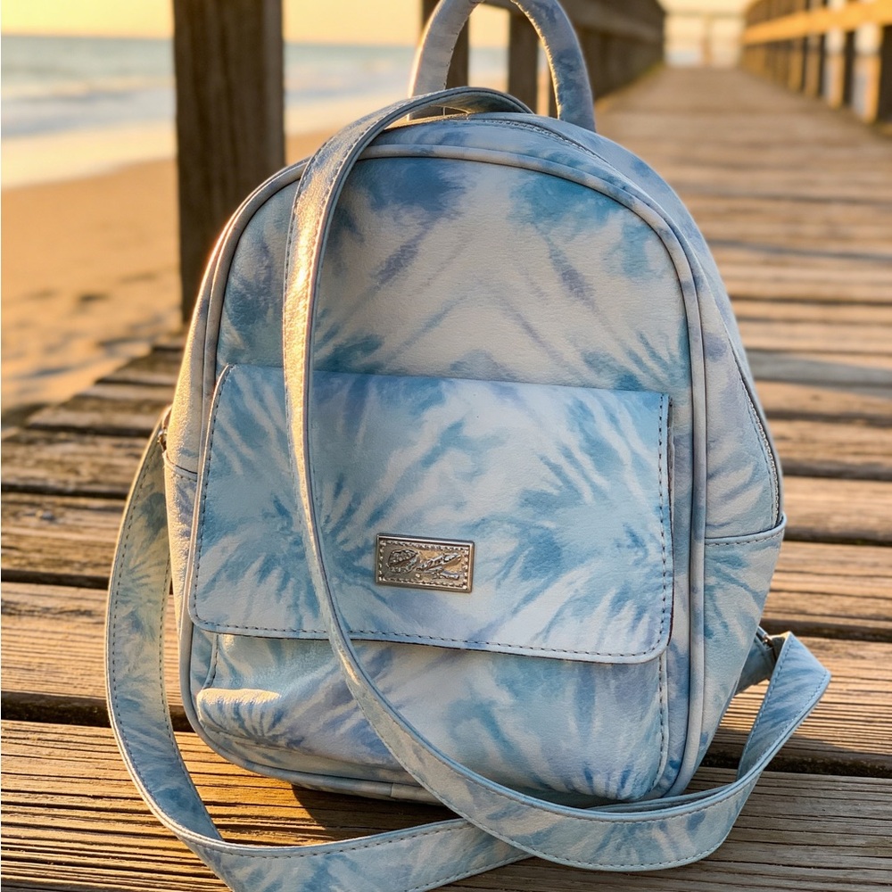 Betsey Johnson Blue Tie-Dye Mini Boho Backpack with Hardware